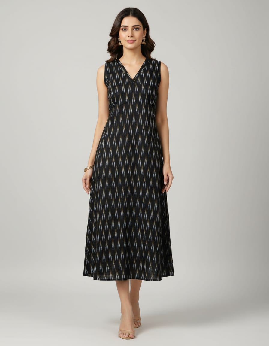 Cotton Handloom One Piece Dress