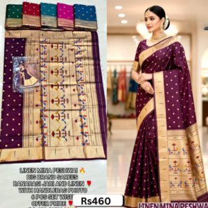 🌺 Linen Mina Peshwai Banarasi Saree