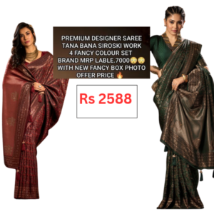 Premium Designer Saree – Tana Bana Sirovski Work