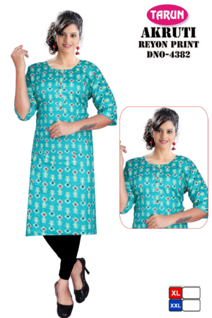 Women Rayon Printed Straight Kurti