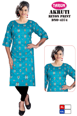 Women Rayon Printed Straight Kurti