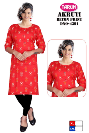 Women Rayon Printed Straight Kurti