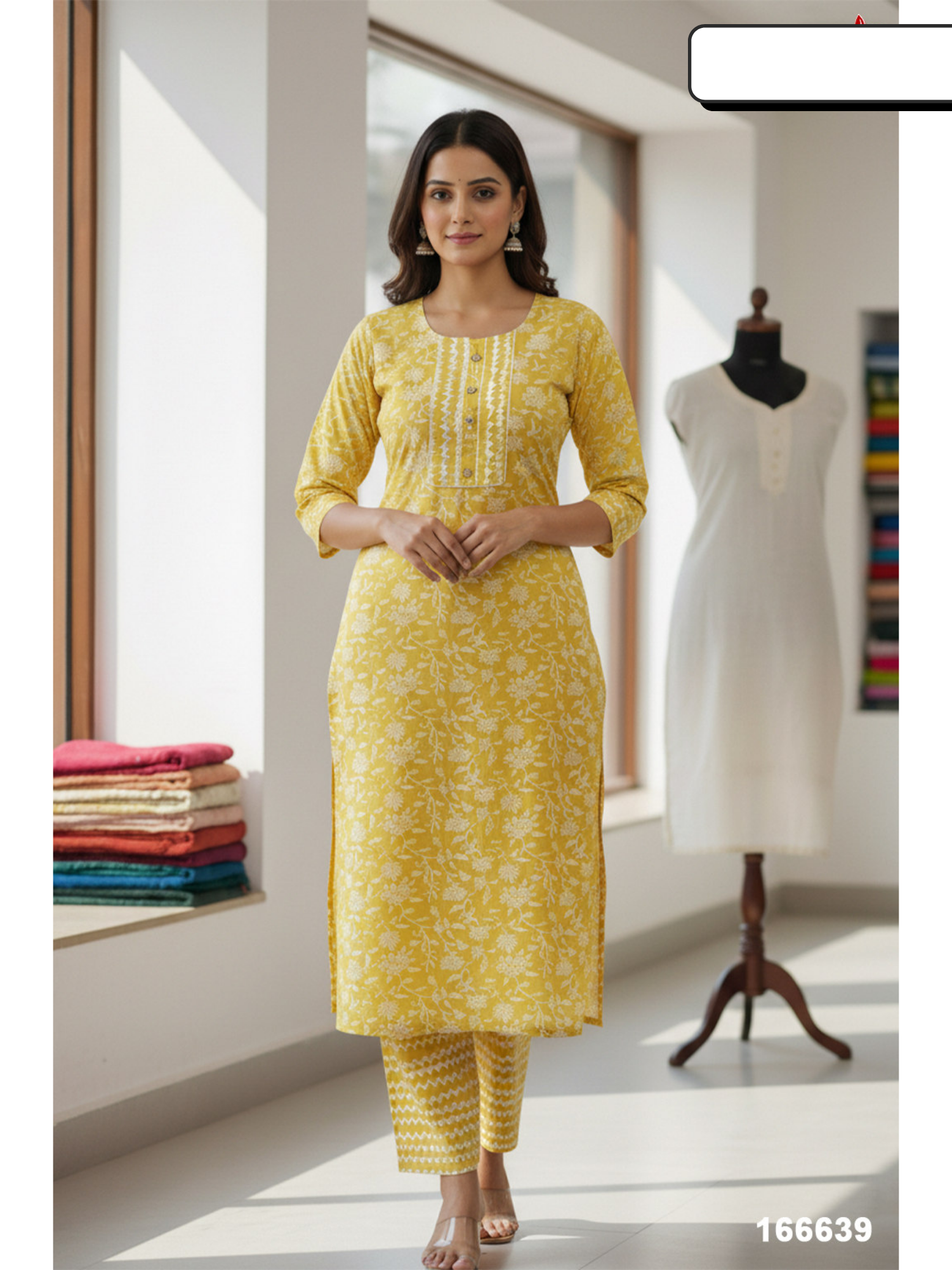Women Printed Kurti with Pant Set code set