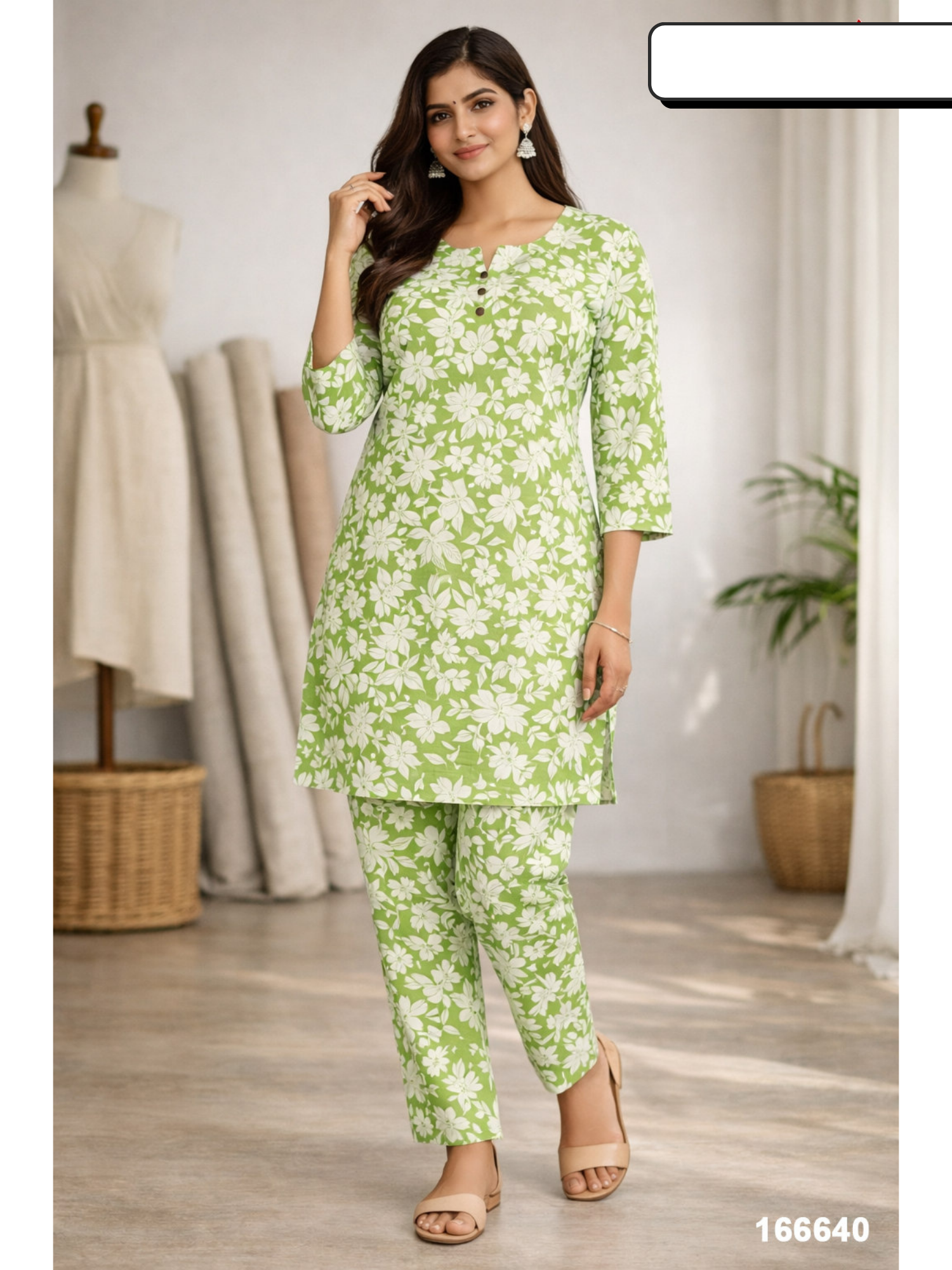 Women Printed Kurti with Pant Set code set