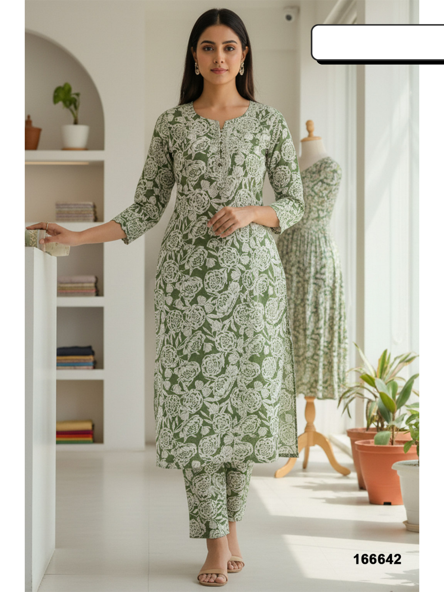 Women Printed Kurti with Pant Set code set
