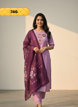 Kurti Set with Floral Dupatta for Women