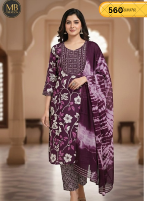 Kurti Set with Floral Dupatta for Women