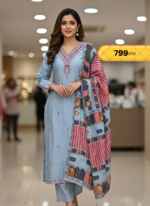 Women Embroidered Kurta Set with Dupatta