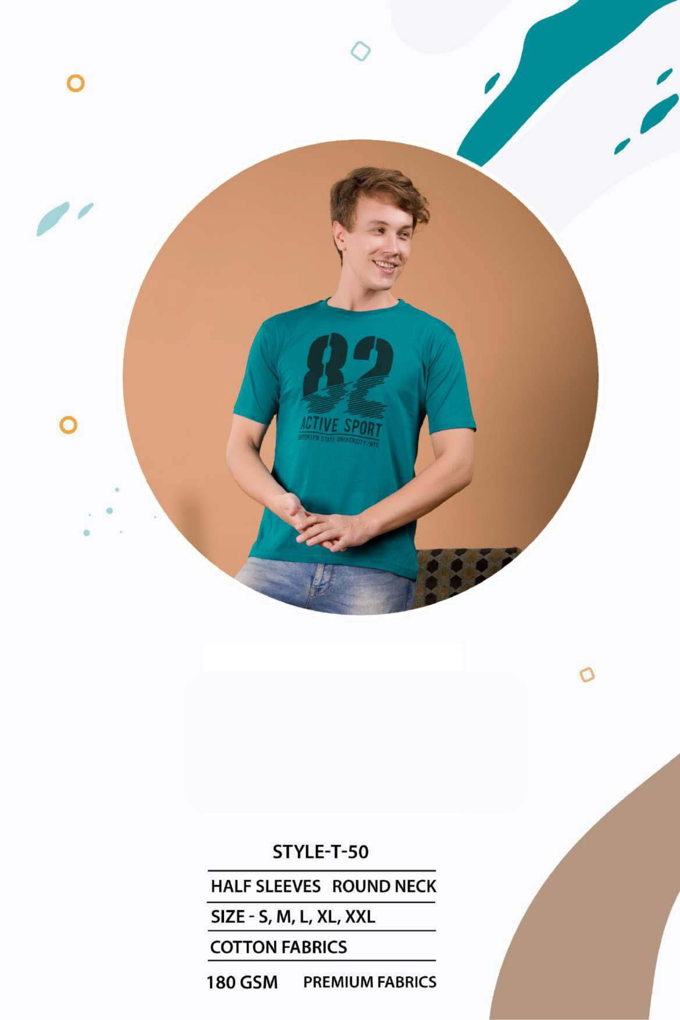 Men Modern Fit Printed Cotton T-Shirt (Half Sleeve, Round Neck) - Image 3