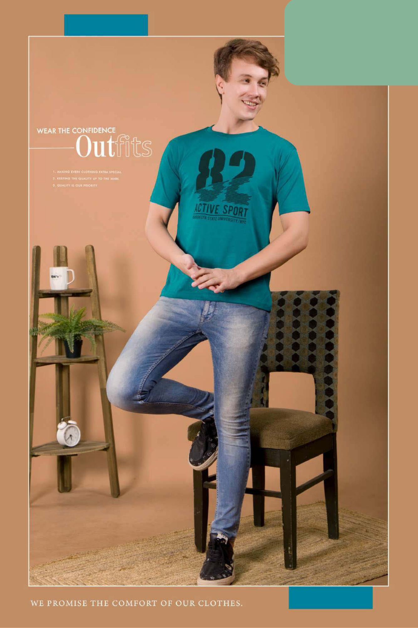 Men Modern Fit Printed Cotton T-Shirt (Half Sleeve, Round Neck) - Image 2