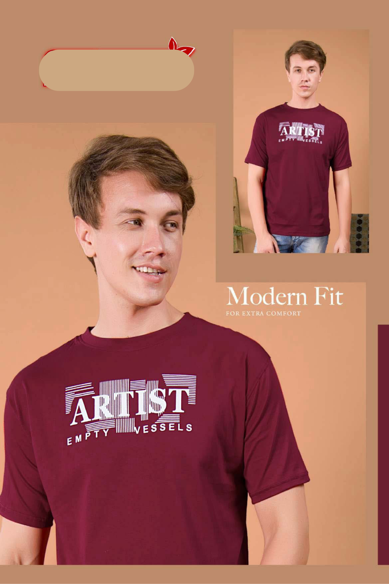 Men Modern Fit Printed Cotton T-Shirt (Half Sleeve, Round Neck) - Image 3